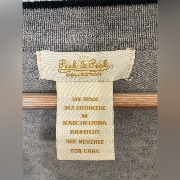 Peck & Peck wool cashmere grey open cardigan sweater size Medium - Picture 2 of 6